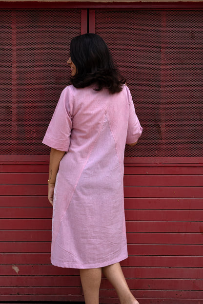 Criss Cross Knee Dress Pink